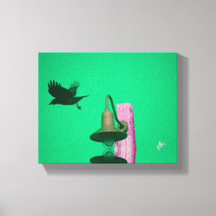 Langley Crow Light Post Aqua Pink Kunst Leinwanddruck