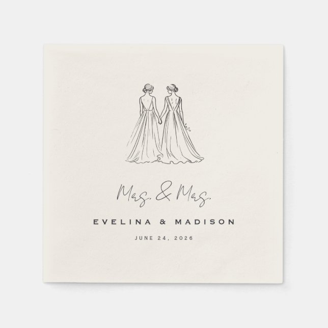 Langley Mrs. & Mrs. Wedding Serviette (Vorderseite)