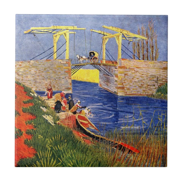 Langlois Bridge bei Arles von Vincent van Gogh Fliese (Vorderseite)