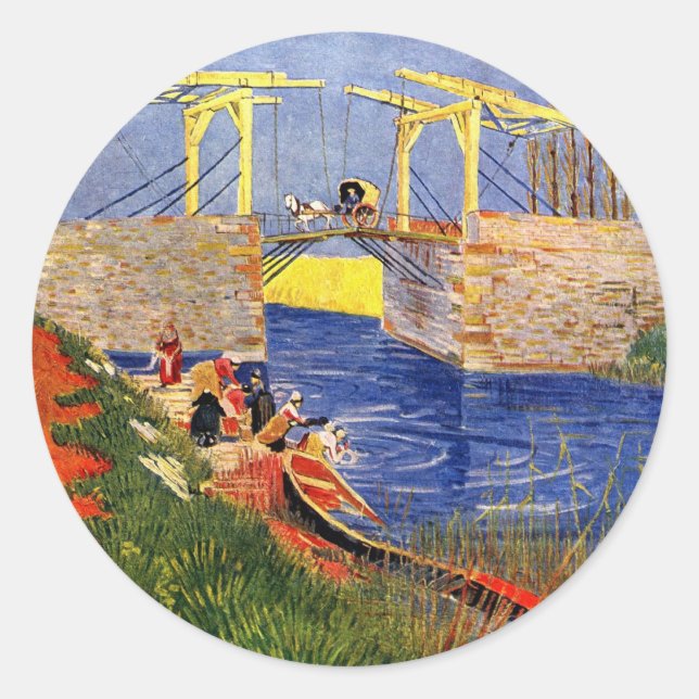 Langlois Bridge bei Arles von Vincent van Gogh Runder Aufkleber (Vorderseite)