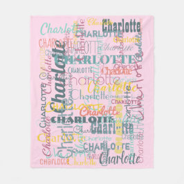 Langname Muster Typografie Pink Baby Fleecedecke