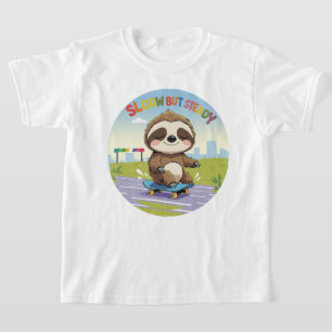Langsam aber stetig - Niedliches Sloth Skateboardi T-Shirt