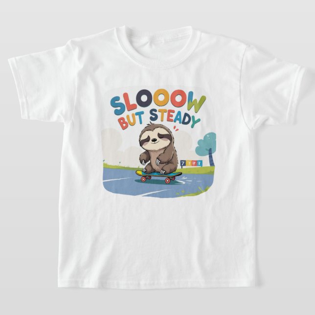 Langsam aber stetig - Niedliches Sloth Skateboardi T-Shirt (Ablage )