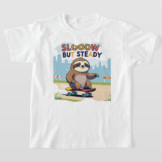 Langsam aber stetig - Niedliches Sloth Skateboardi T-Shirt (Ablage )
