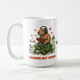 Langsam aber vibrierend lustige Capybara- und Schi Kaffeetasse