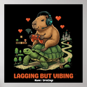 Langsam aber vibrierend lustige Capybara- und Schi Poster