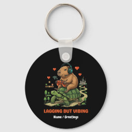 Langsam aber vibrierend lustige Capybara- und Schi Schlüsselanhänger