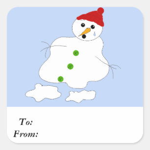 Langsam Melting Snowman Quadratischer Aufkleber