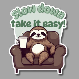 Langsam Niedliche Schlacke mit Kaffee wasserdicht Aufkleber