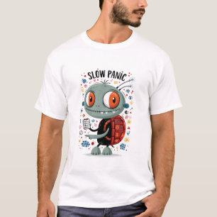 Langsam Panik Lustige Schildkröten-Alien-Figur Ges T-Shirt