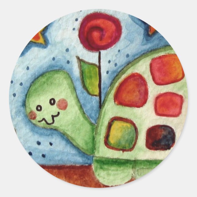 "Langsam und beständig" Runder Aufkleber (Vorderseite)