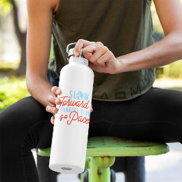 Langsame Läufer Club Funny Zitat Blue Orange Text Trinkflasche