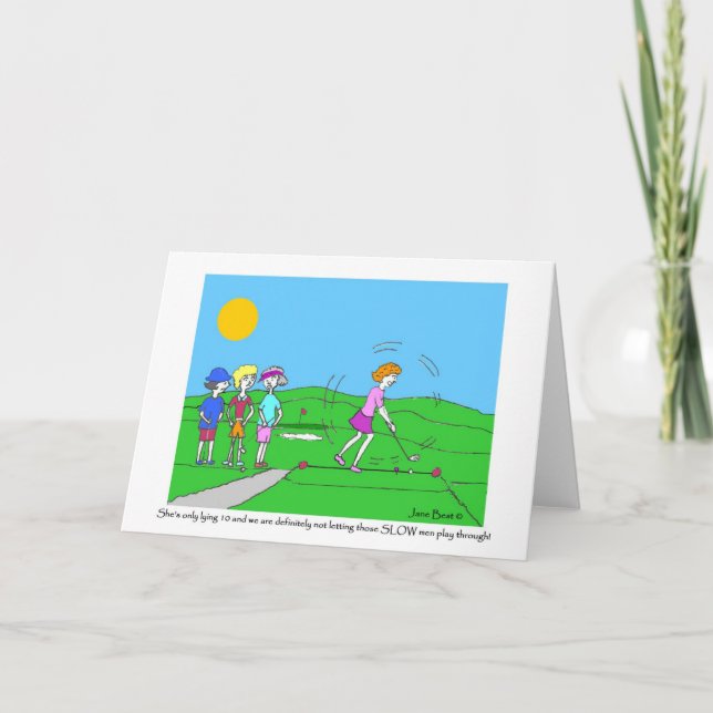 Langsame Männer Golf Cartoon Grußkarte Karte (Vorderseite)
