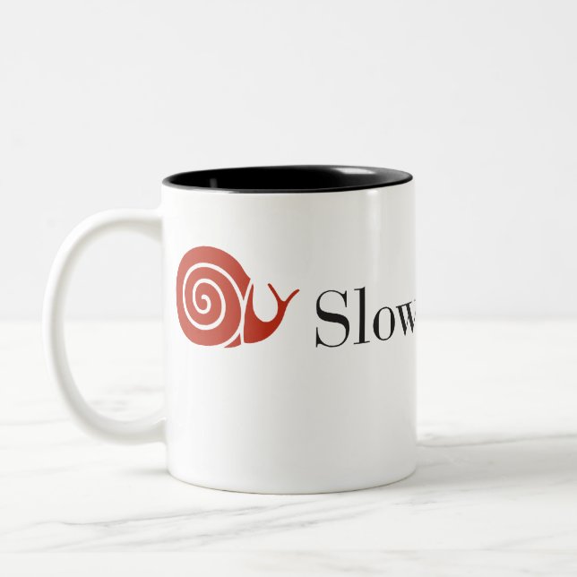 Langsame Nahrung-NYC Zweiton Kaffee-Tasse Zweifarbige Tasse (Links)