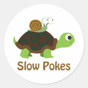 Langsame Pokes - Niedliche Schildkröte und Schneck Runder Aufkleber
