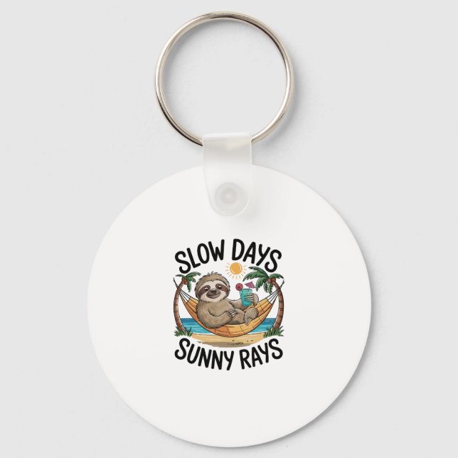 Langsame Tage Sunny Vibes Sloth Hammock Trock Schlüsselanhänger (Vorderseite)