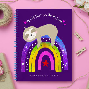 Langsamer Faultier auf Regenbogen - Eile nicht, se Notizbuch
