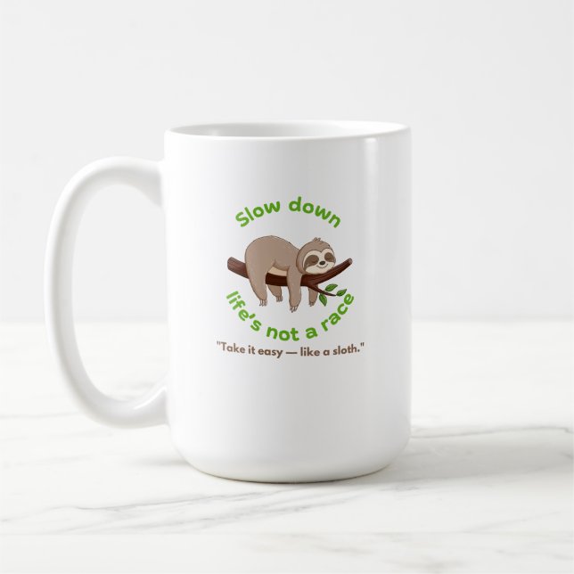 langsamer - glattes grafisches T-Shirt und Geschen Kaffeetasse (Links)