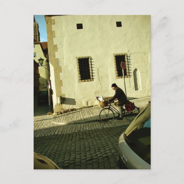 Langsames Fahren mit dem Hund Postkarte (Vorderseite)