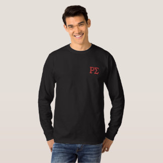 Langschläfer-T-Shirt mit roten Buchstaben Besticktes Langarmshirt