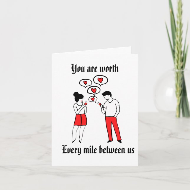 Langstreckenverhältnis Valentinstag Gruß Karte (Vorderseite)