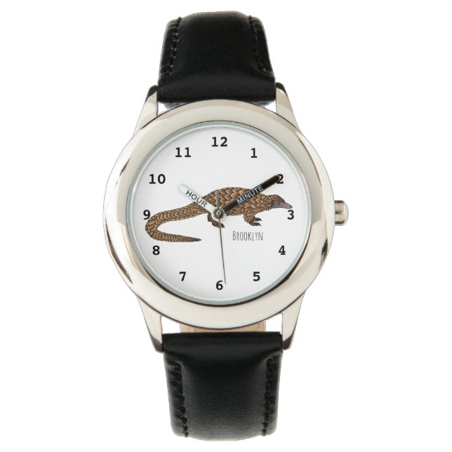 Langtailed Pangolin Cartoon Armbanduhr (Vorderseite)