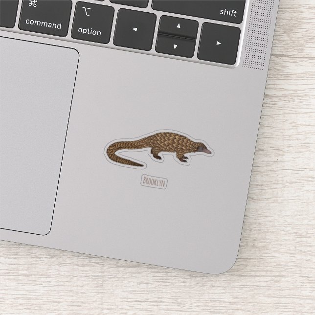 Langtailed Pangolin Cartoon Aufkleber (Ausschnitt)