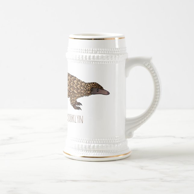 Langtailed Pangolin Cartoon Bierglas (Rechts)