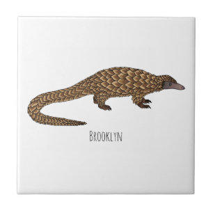 Langtailed Pangolin Cartoon Fliese