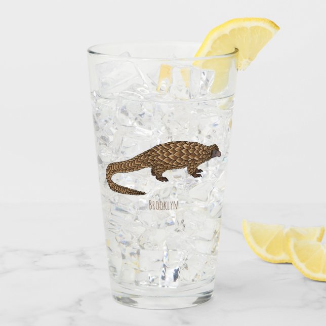 Langtailed Pangolin Cartoon Glas (Rückseite Ice)
