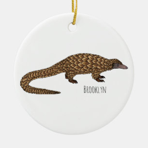 Langtailed Pangolin Cartoon Keramik Ornament