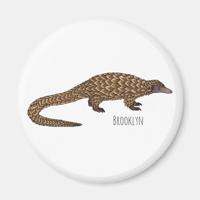 Langtailed Pangolin Cartoon Magnet (Vorne)