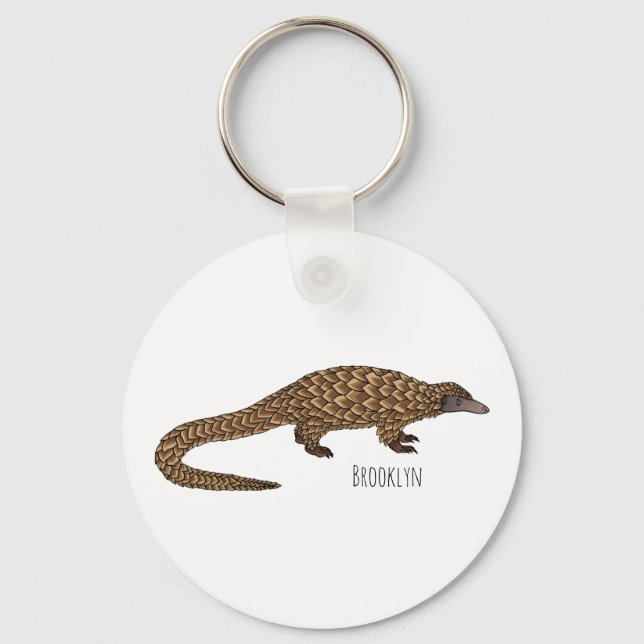Langtailed Pangolin Cartoon Schlüsselanhänger (Vorderseite)