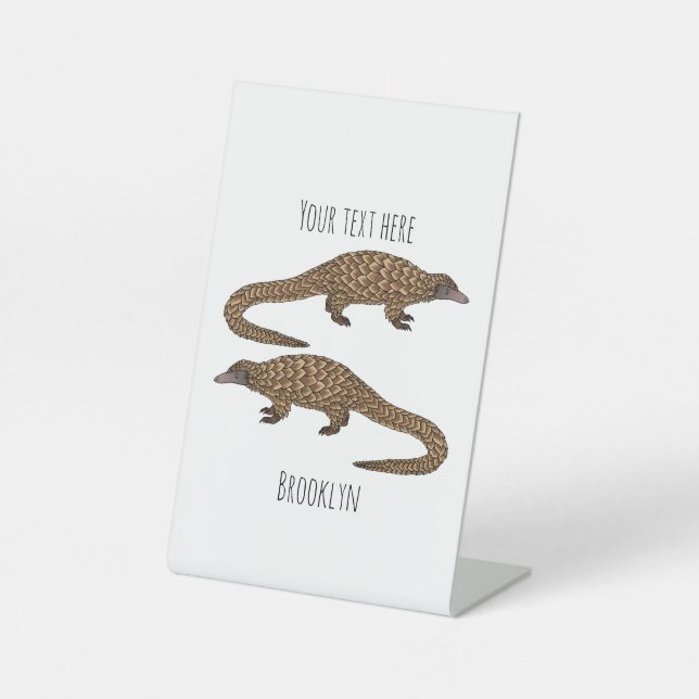 Langtailed Pangolin Cartoon Sockelschild (Vorderseite)