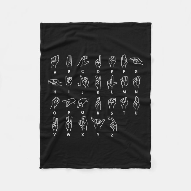 Language Alphabet Deaf Mute Asl Deaf Awareness Mon Fleecedecke (Vorderseite)