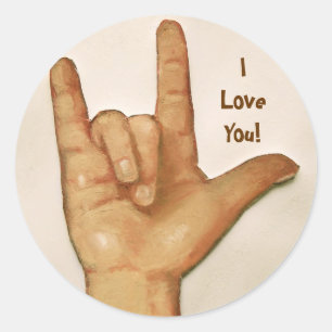 LANGUE DES SIGNES : JE T'AIME : AUTOCOLLANTS