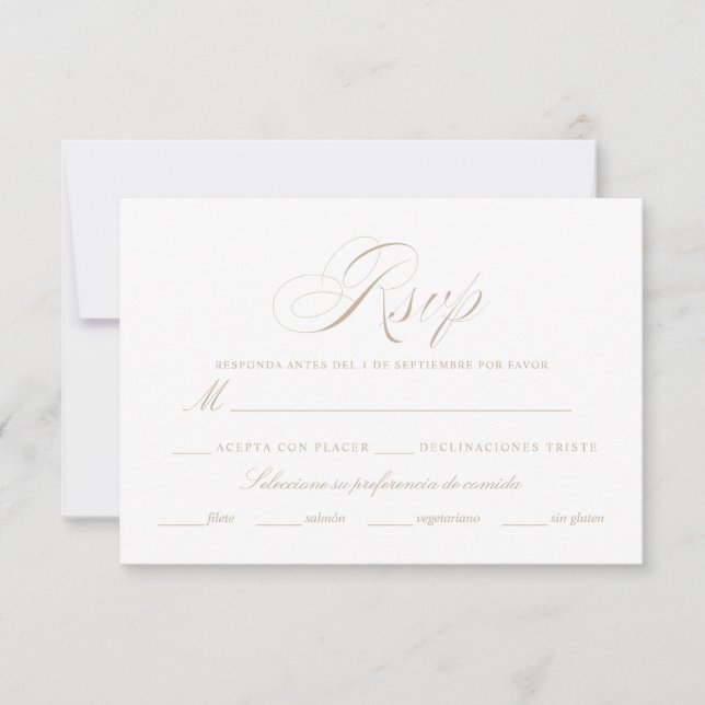 Langue Espagnol Nuestra Boda Carte Rsvp (Devant)