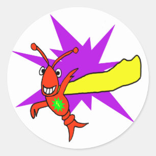 Languste (Hummer) Superheld Runder Aufkleber