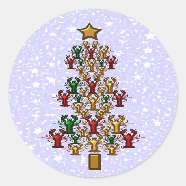 Languste Hummer Weihnachtsbaum Runder Aufkleber (Vorderseite)