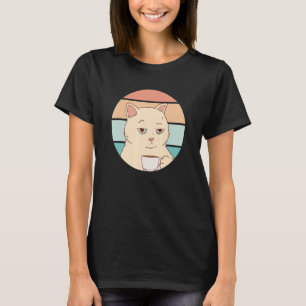 Langweilige Katze mit Kaffee T-Shirt
