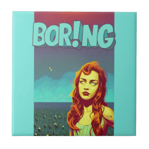 Langweilige Pop-Art-Rothaarige dreifache Brieftasc Fliese