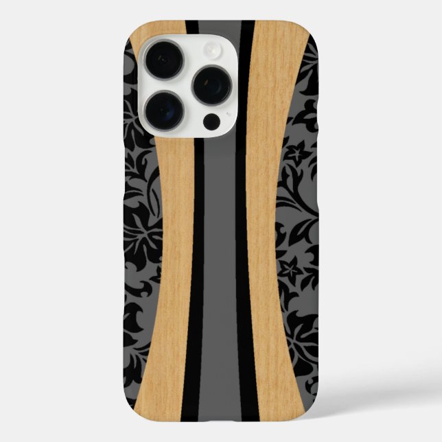 Laniakea Hawaiian Imitats Holzsurfboard in Holzkoh iPhone 16 Pro Hülle (Rückseite)