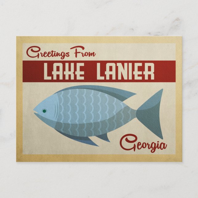Lanier Postcard Georgia Blue Fish Vintag Postkarte (Vorderseite)