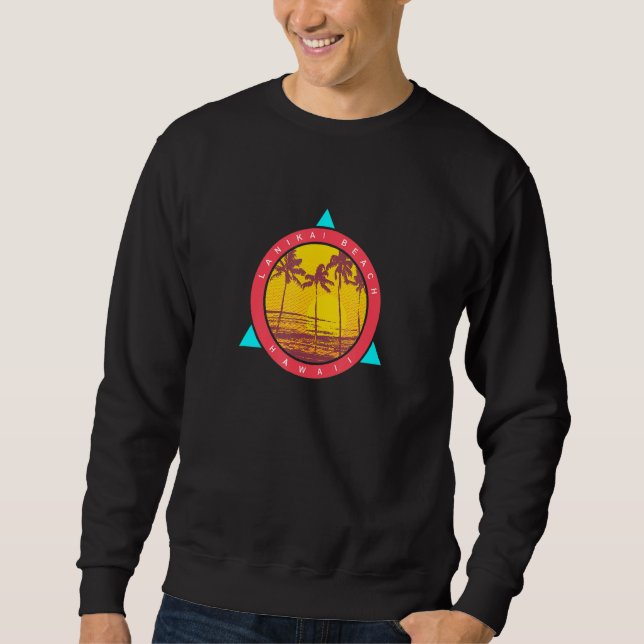 Lanikai Beach Hawaii Palm Trees Sunset Sweatshirt (Vorderseite)