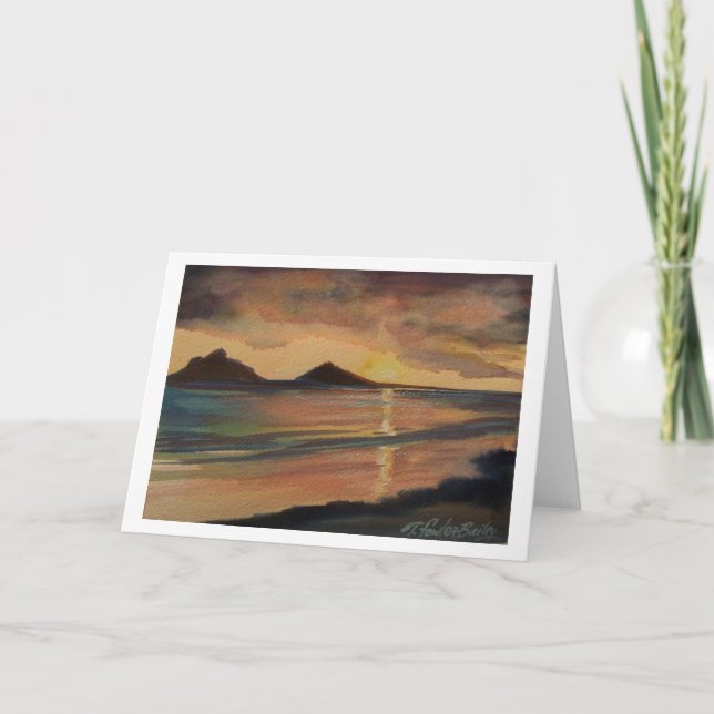 Lanikai Strand-Sonnenaufgang-Gruß-Karte Karte (Vorderseite)