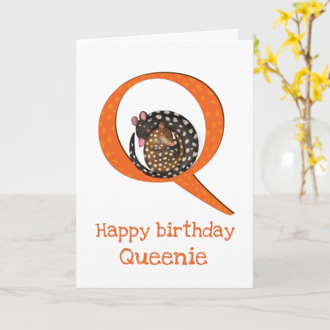 L'animal ABC Q est pour la carte d'anniversaire qu (Fleur jaune)