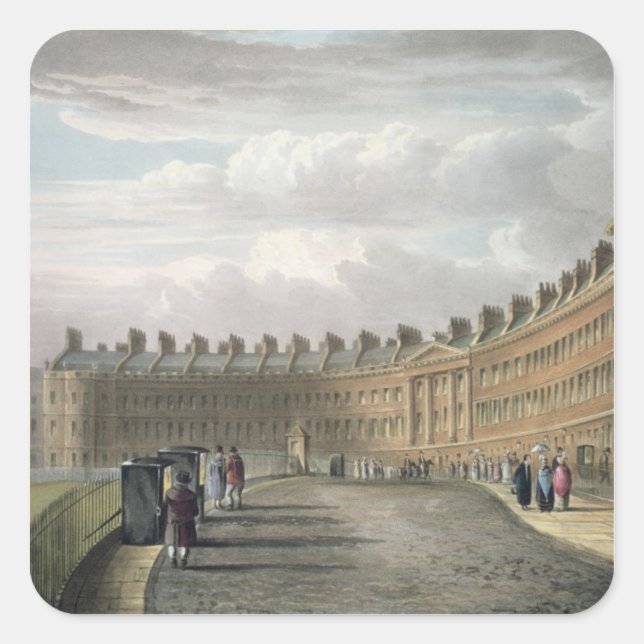 Lansdown Crescent, Bath, 1820 Quadratischer Aufkleber (Vorderseite)