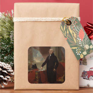 Lansdowne Portrait: US-Präsident George Washington Quadratischer Aufkleber