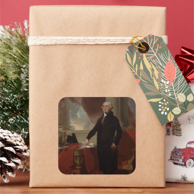 Lansdowne Portrait: US-Präsident George Washington Quadratischer Aufkleber (Feiertag)