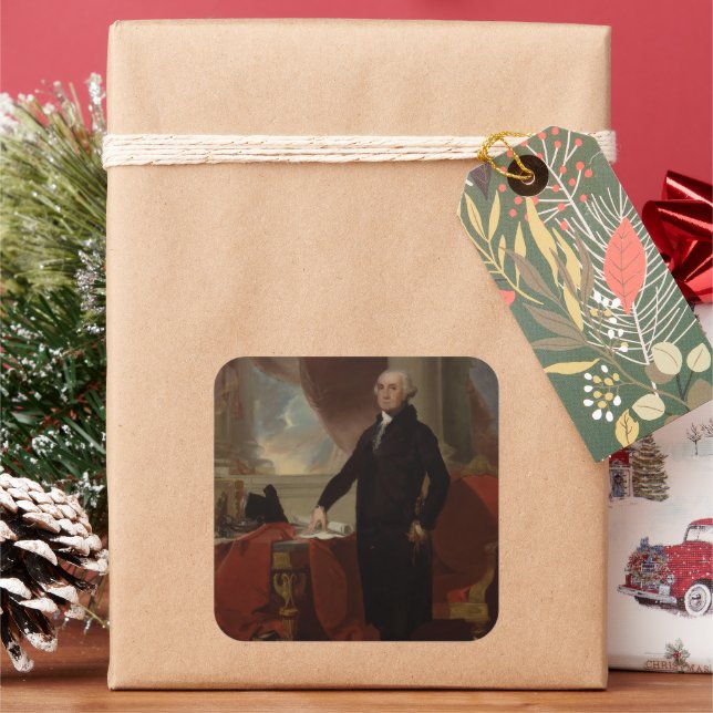 Lansdowne Portrait: US-Präsident George Washington Quadratischer Aufkleber (Feiertag)